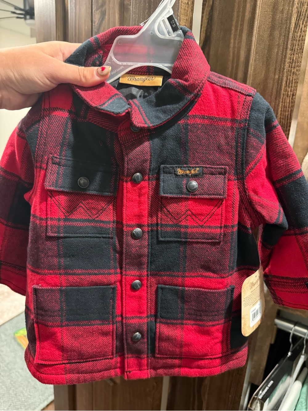 Wrangler Red and Black Plaid Toddler Shirt Jacket